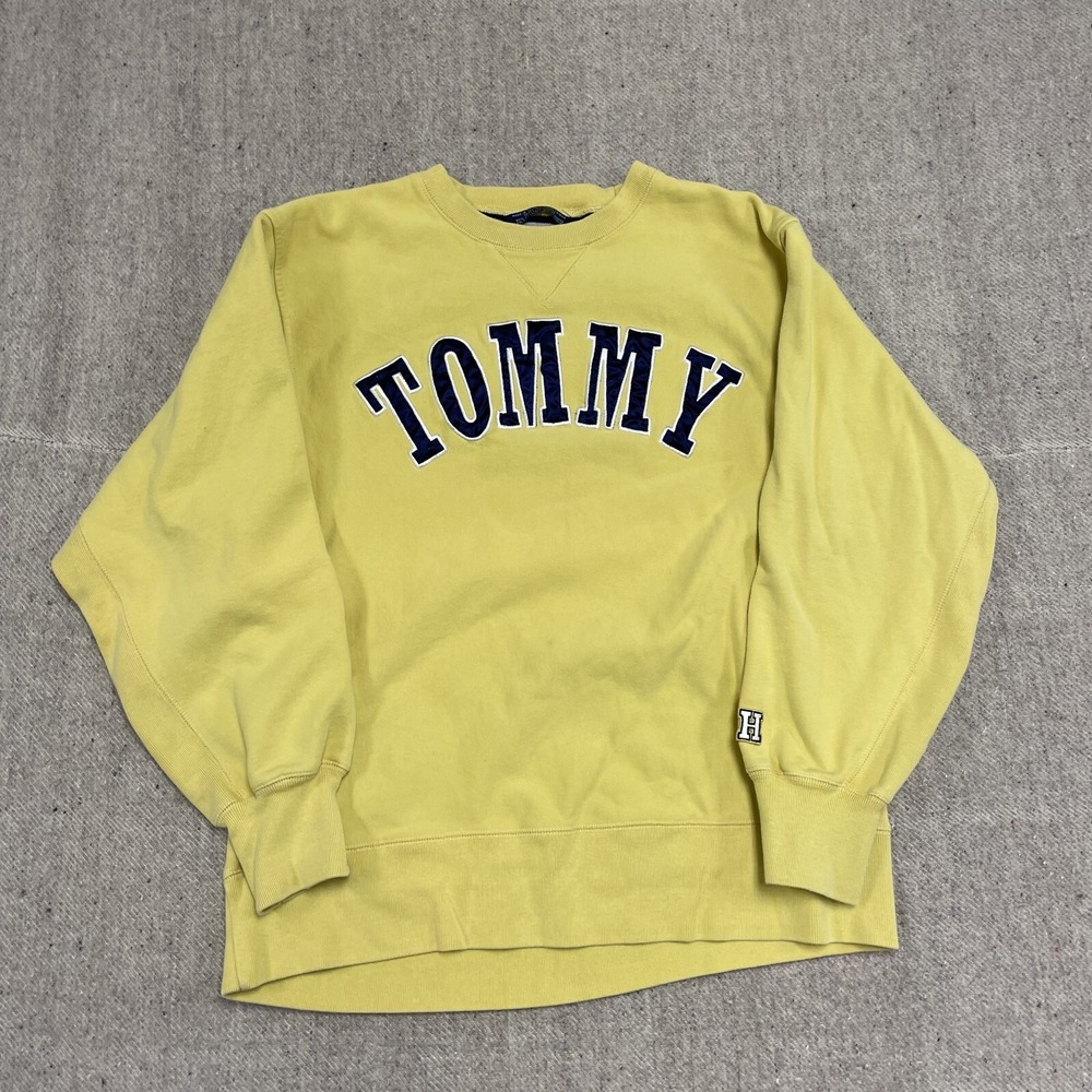 Vintage Bold Graphic Sweatshirt Men‎ Large Yellow 1990s Tommy Hilfiger